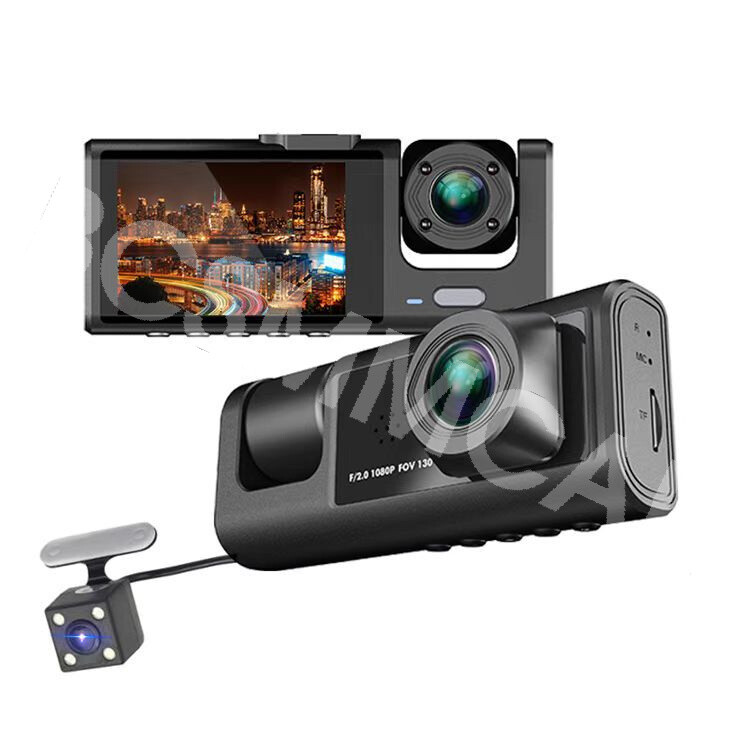 Car Dash Cam Video Recorder Front/Rear/Inside Camera G-sensor Motion Detection