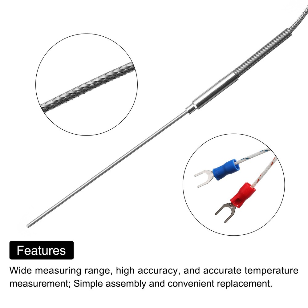 K Type Thermocouple Temperature Sensor Probe 2x100mm 6.6ft Wire