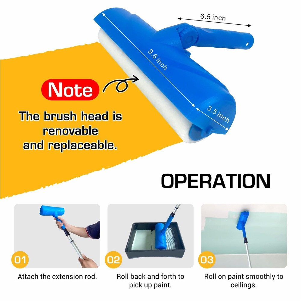 10 Inch Ceiling Paint Roller with Shield Roller and Shield with Adjustable He...