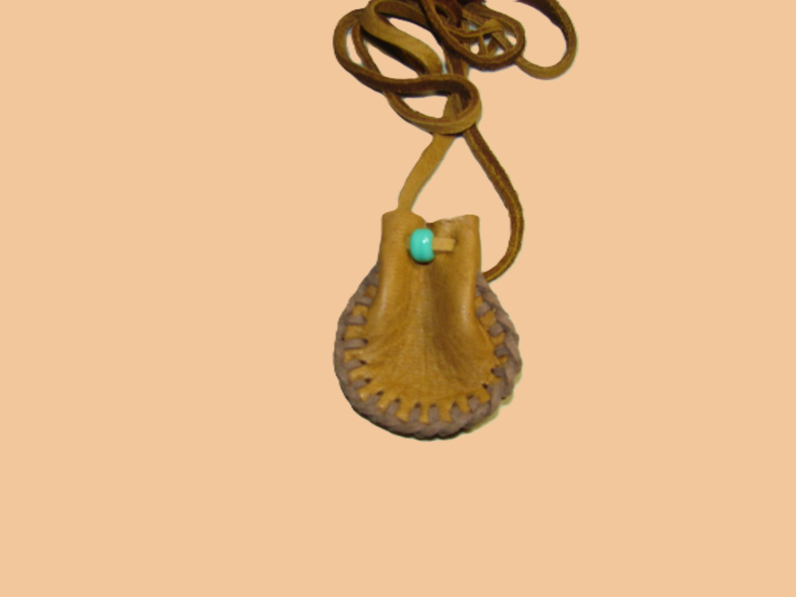 Native American Deerskin Leather Medicine Bag, Traditional Necklace Pouch, 2"