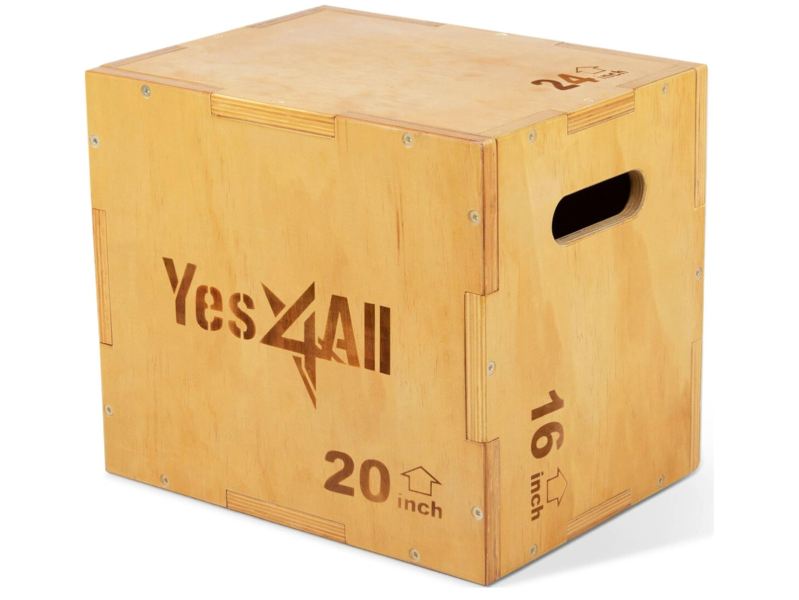 Yes4All 3 in 1 Wooden Plyo Box 24" x 20" x 16" Holds Up to 450lbs for Gym - New