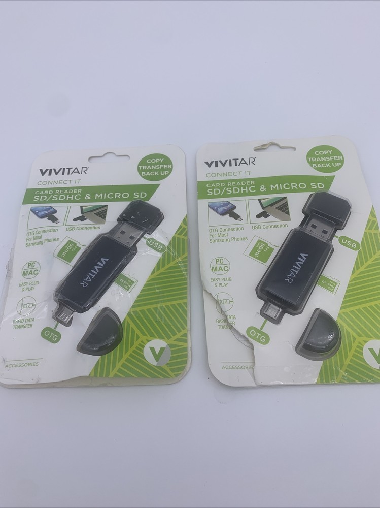 2x Vivitar SD/SDHC And Micro SD Card Reader Copy Transfer Backup