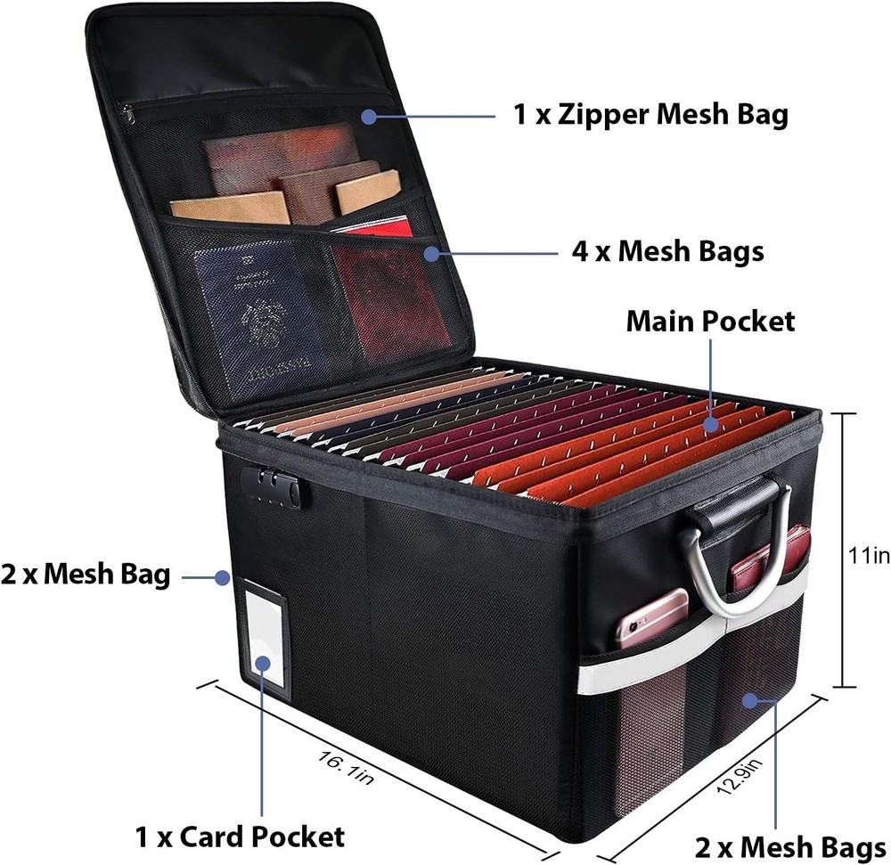 Document Organizer Box, Fireproof & Water-Resistant