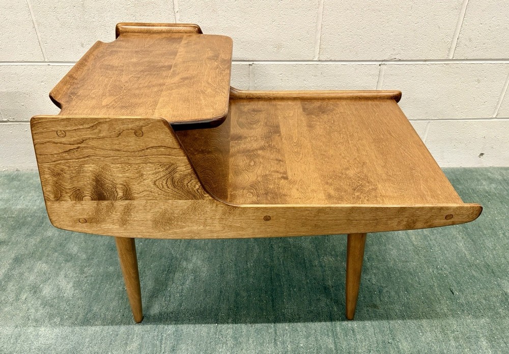 *PAIR* Russel Wright For Conant Ball Step Back Solid Birch MCM End Tables; Mint