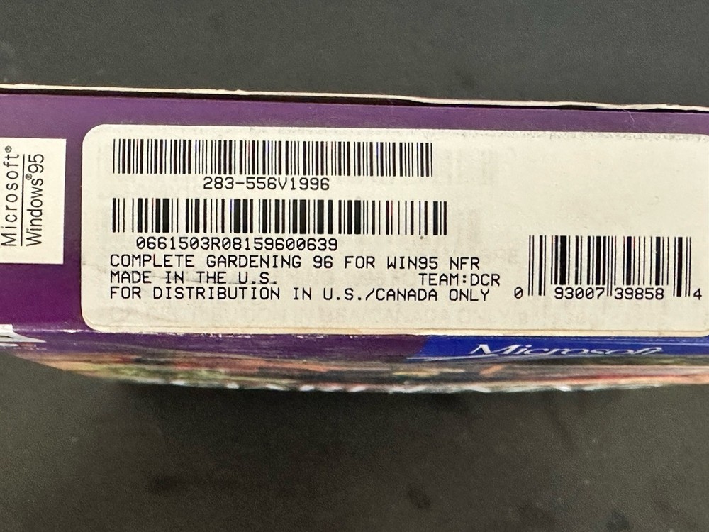 Microsoft Complete Gardening Windows 95 CD-ROM 1996 Vintage PC Software