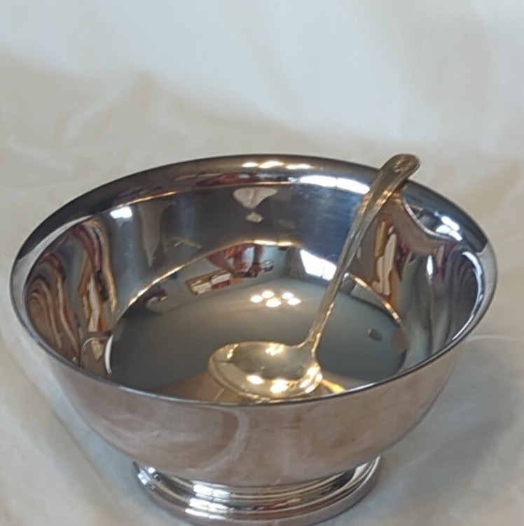 Gorham Silver Plate Bowl with Silver Ladle Elegant Serving Set