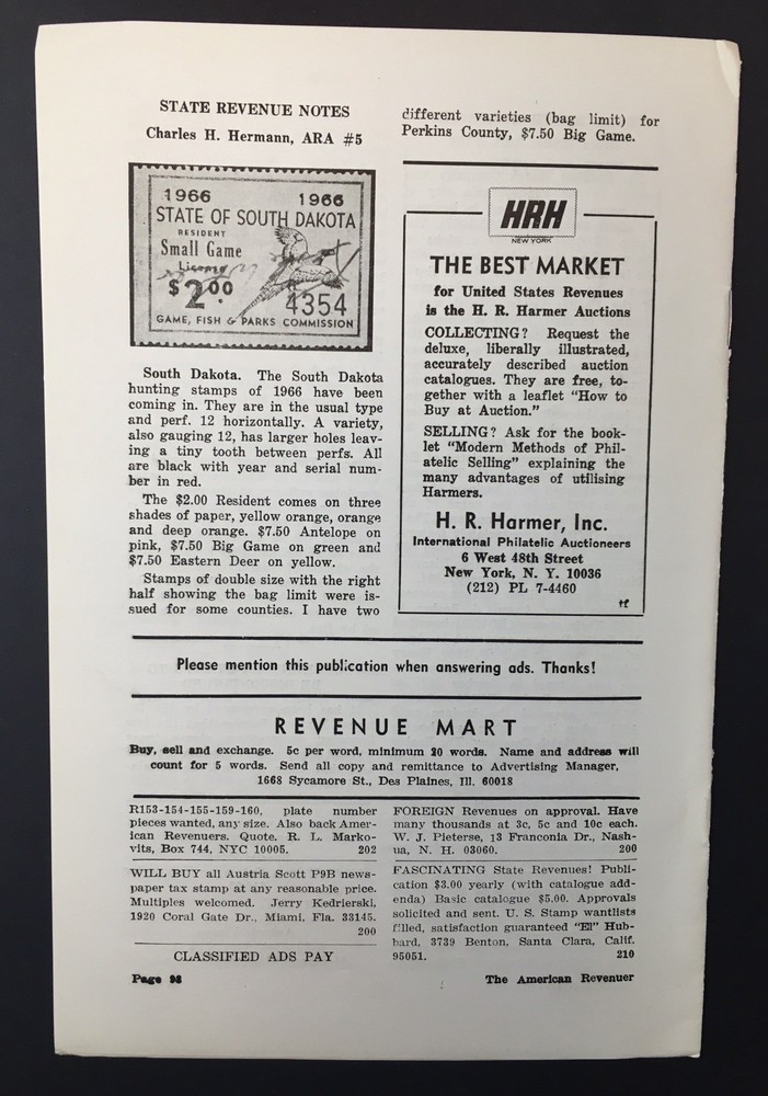 The American Revenuer Volume 21 No 10 Whole No 200 December 1967 Stamp Ephemera