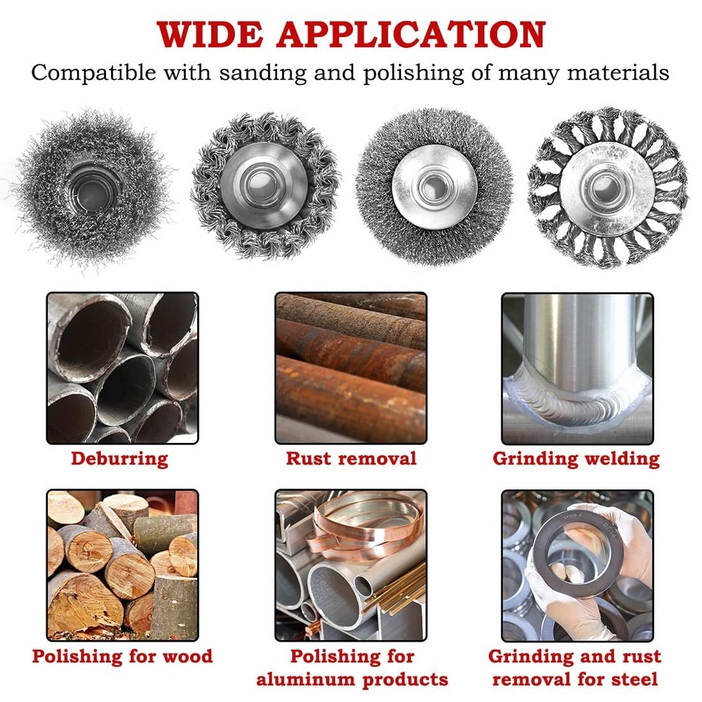 4 1/2" Angle Grinder Wire Wheel Set - Coarse Brushes for Rust Removal