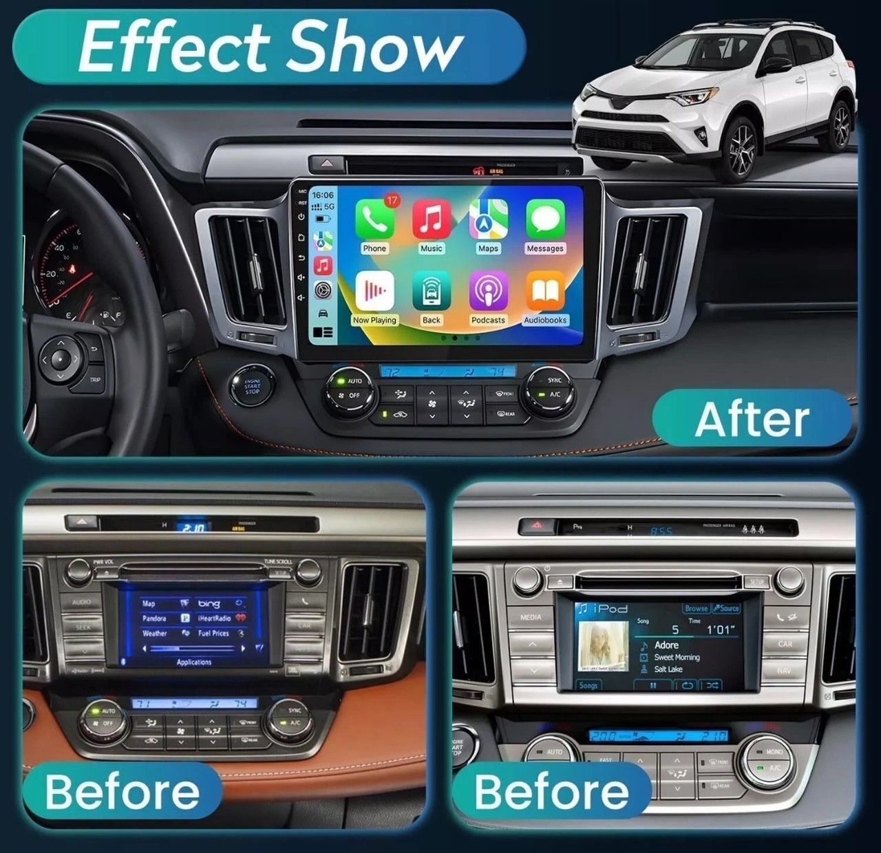 Toyota RAV4 2013-2018 4+ 64G 10.1“ screen Stereo Radio Carplay Android 14 GPS O