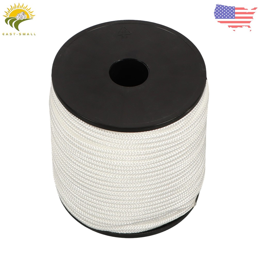 1/4" × 250' White Nylon Rope Sturdy Spool Solid Braid Rope Abrasion Resistance