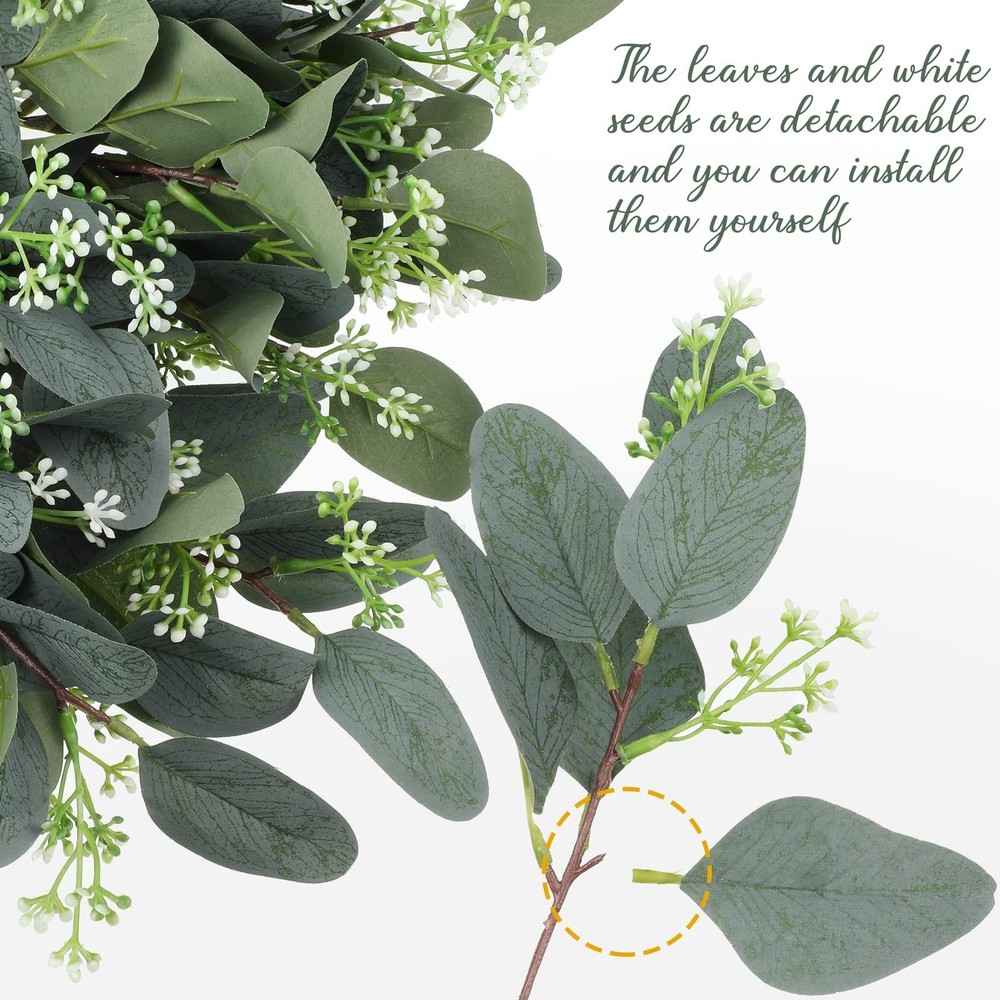 Janinka 100 Pcs Artificial Greenery Eucalyptus Stem Artificial Mixed Eucalypt...