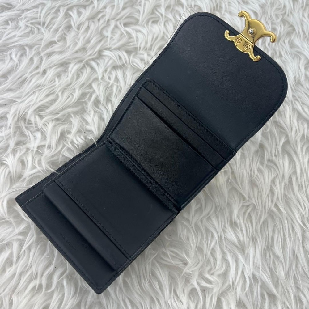CELINE Compact Wallet Triomphe Canvas Folded Wallet From Japan