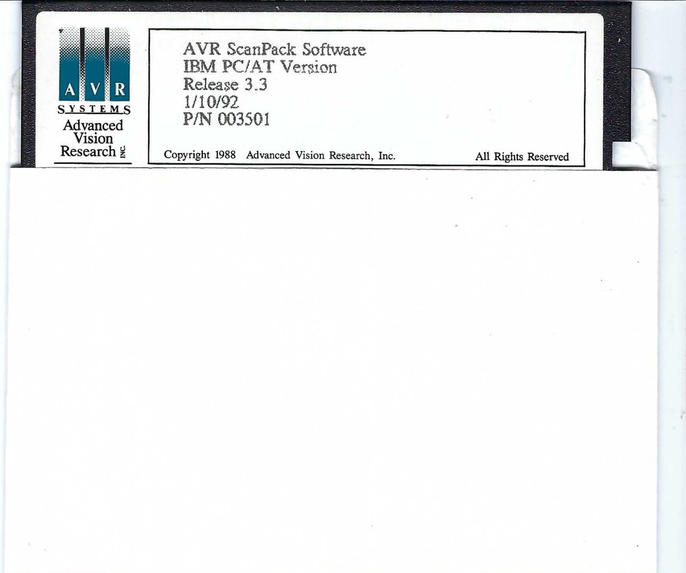 ITHistory (1992) IBM PC Software:  AVR ScanPack 3.3 5.25"