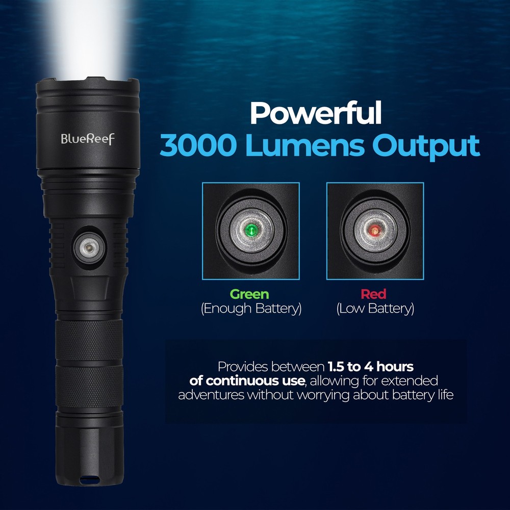 Blue Reef 3000 Lumens Zoomable Dive Light