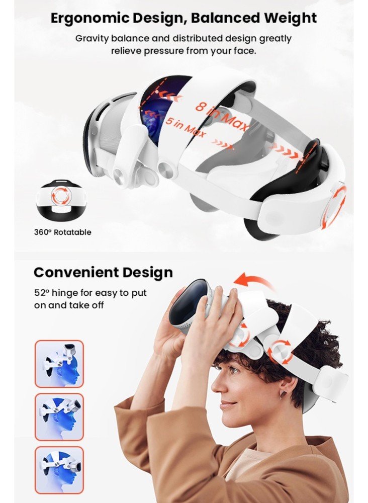 Apple Vision Pro Headset VR Head Strap Replacement, Soft Cushion, Lightweight...