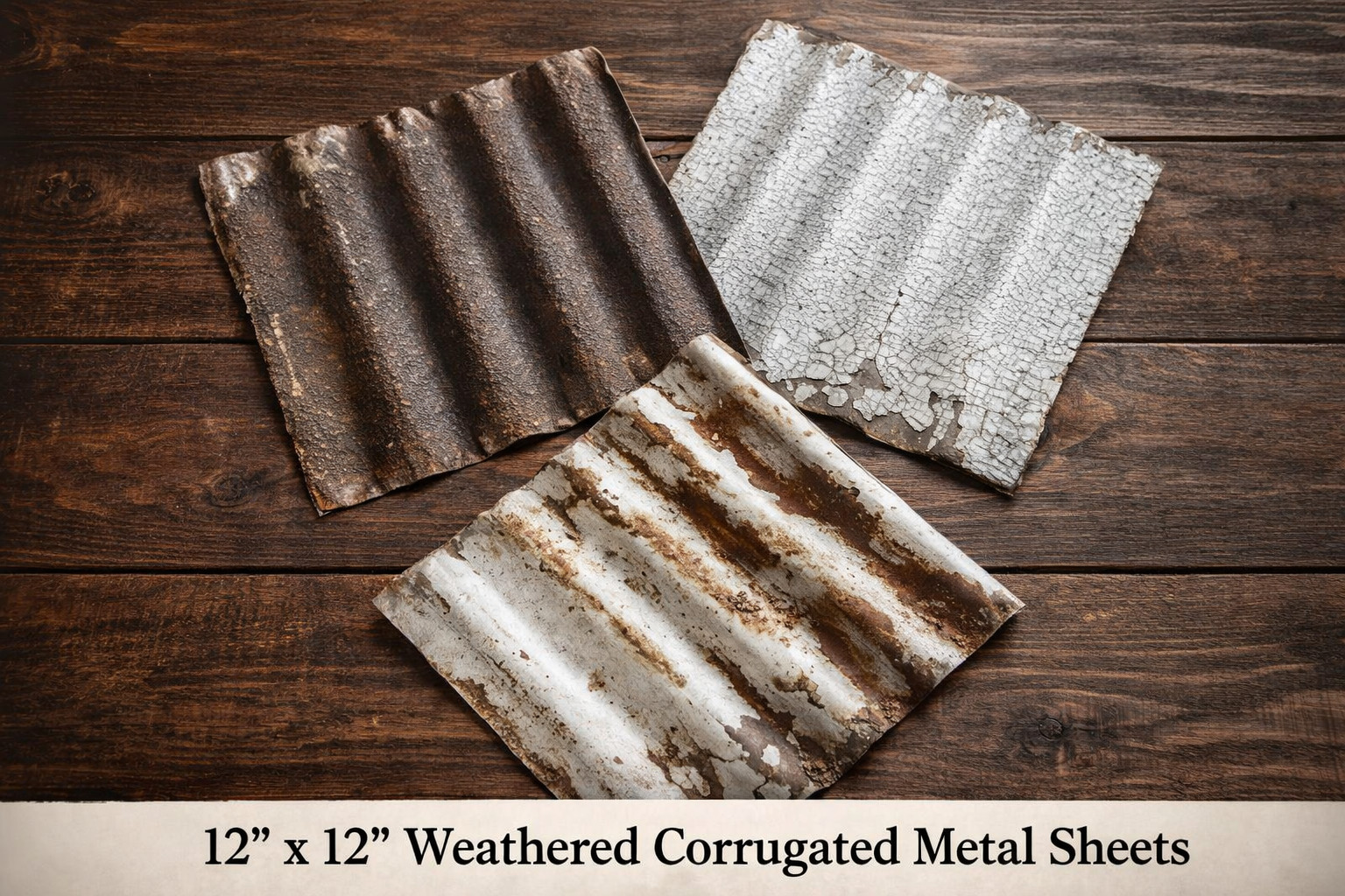 SALE! 10 pcs 11 1/2" x 11 1/2" RECLAIMED CORRUGATED METAL TIN ROOFING PANELS