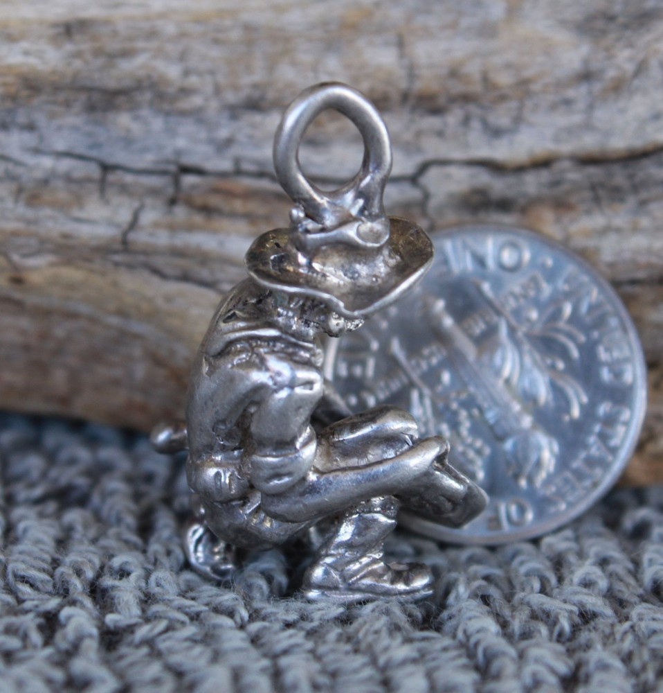 Gold Panner Prospector Figure Solid Sterling Silver pendant casting