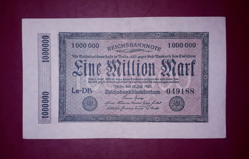 Germany "Weimar hyperinflation" 1 mln mark banknote,1923year (normal condition)