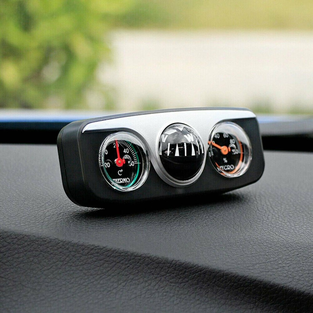 3-in-1 Car Vehicle Dashboard Thermometer Hygrometer Hike Compass Navigation Tool