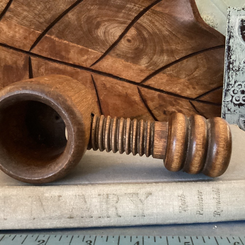 Vintage Wood Handheld Screw Nut Cracker