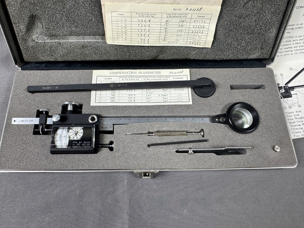 Vintage Lietz Zero Setting Compensating Polar Planimeter Drafting # 3651-30