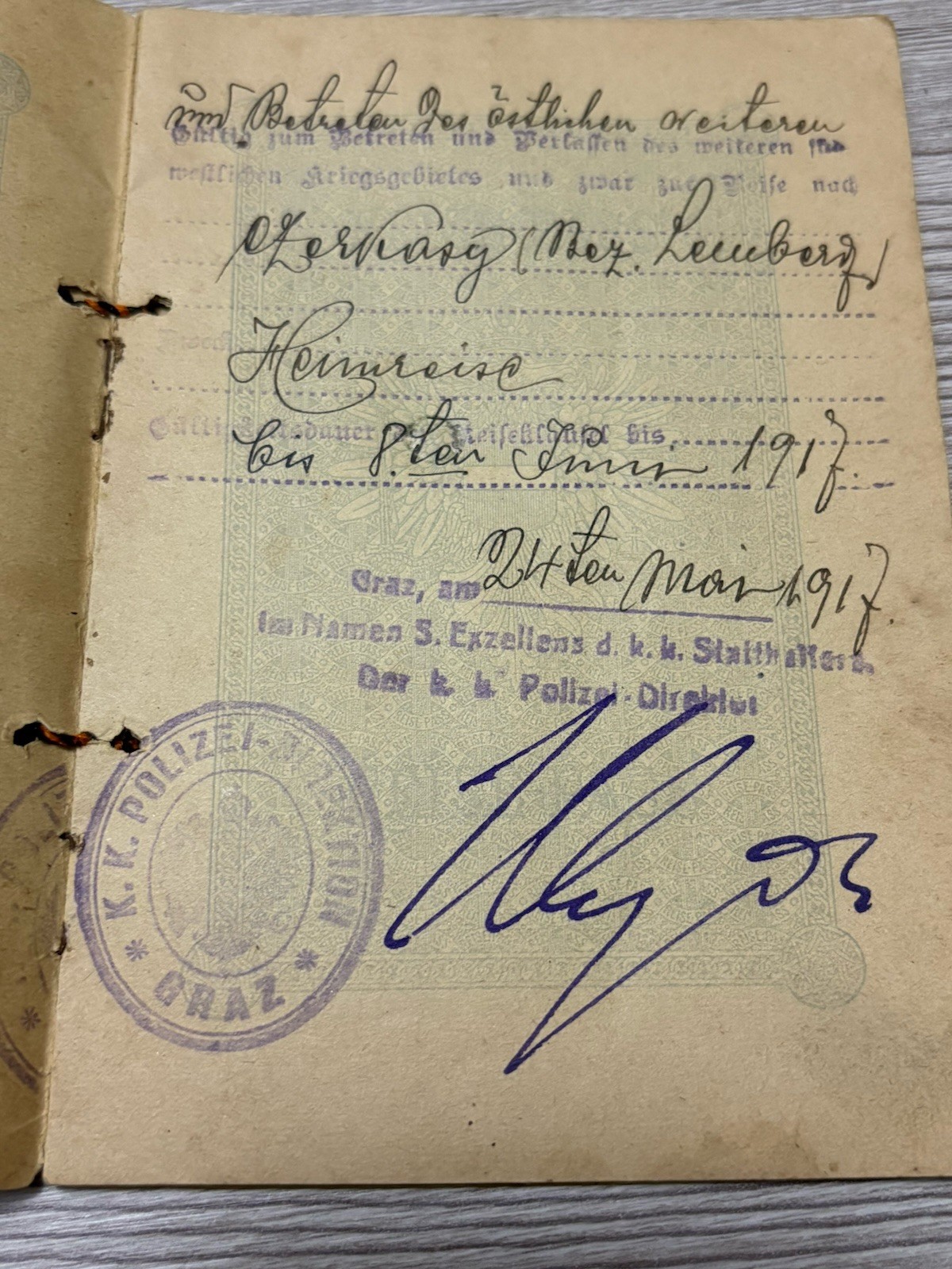 Antique Vintage Expired Austrian Hungarian Empire Documents 1910s Expired Visas