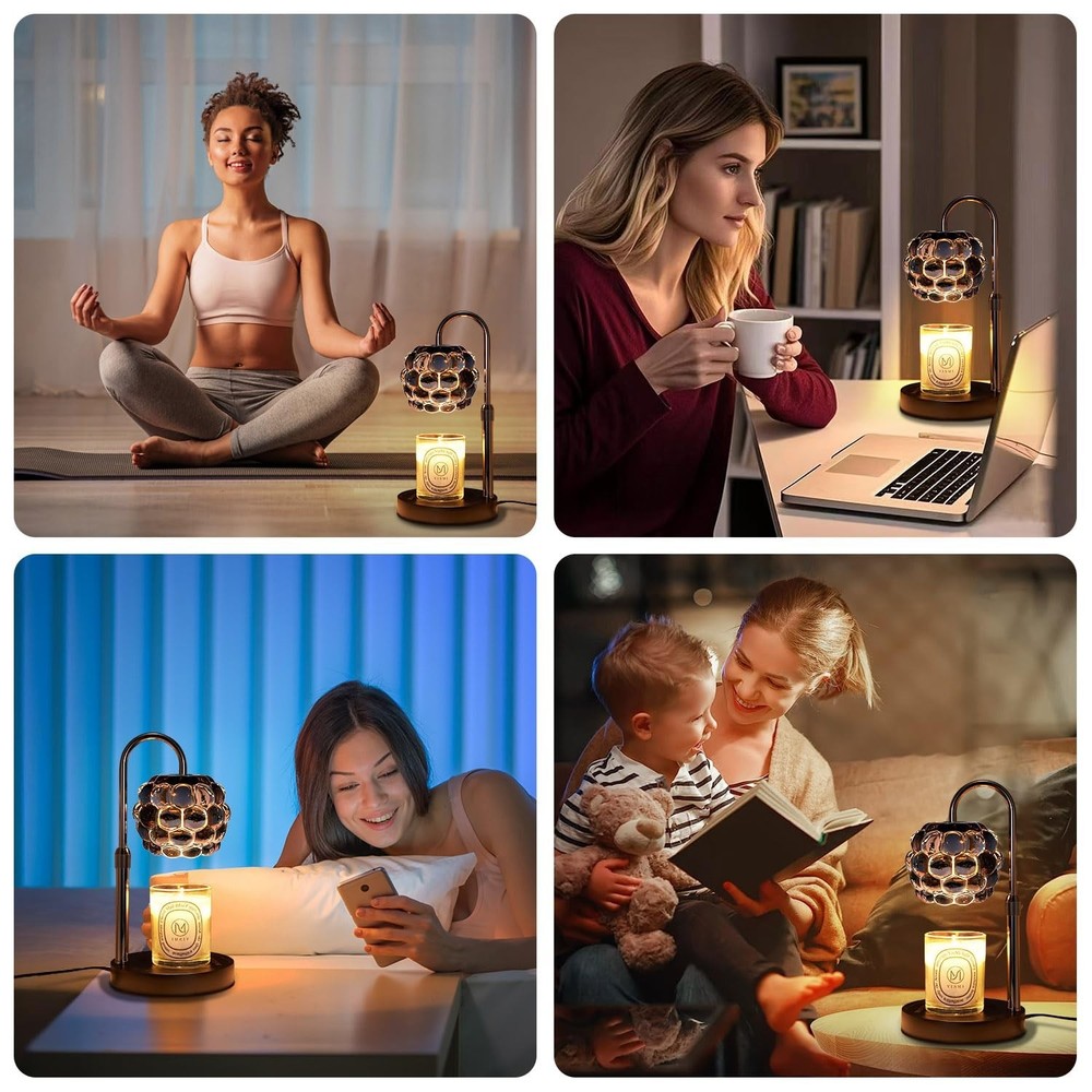 Candle Warmer Lamp with Timer Adjustable - Height Candle Warmer, Dimmer, Blac...
