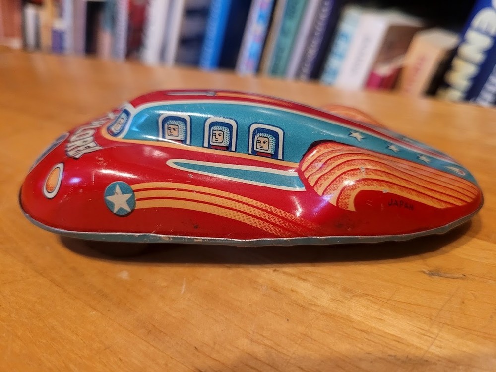 VERY NICE VINTAGE TIN LITHO FRICTION EXPLORER SPACE SHIP