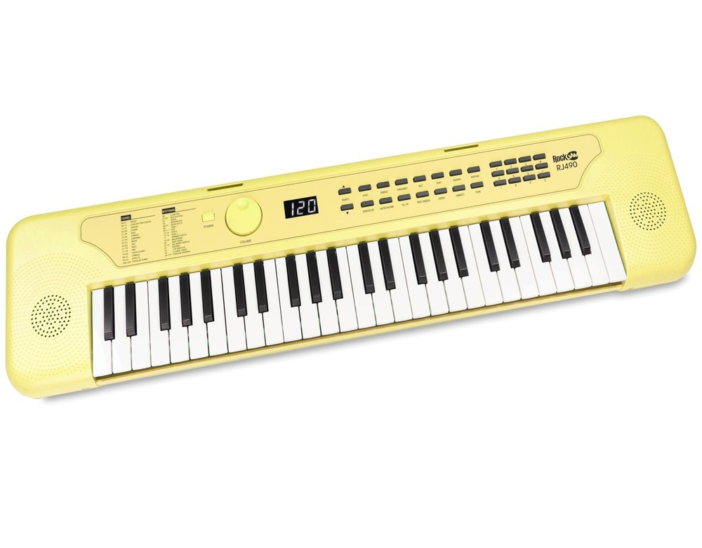 RockJam 49 Key Keyboard Piano, Portable Electronic Compact, Lemon Sherbert