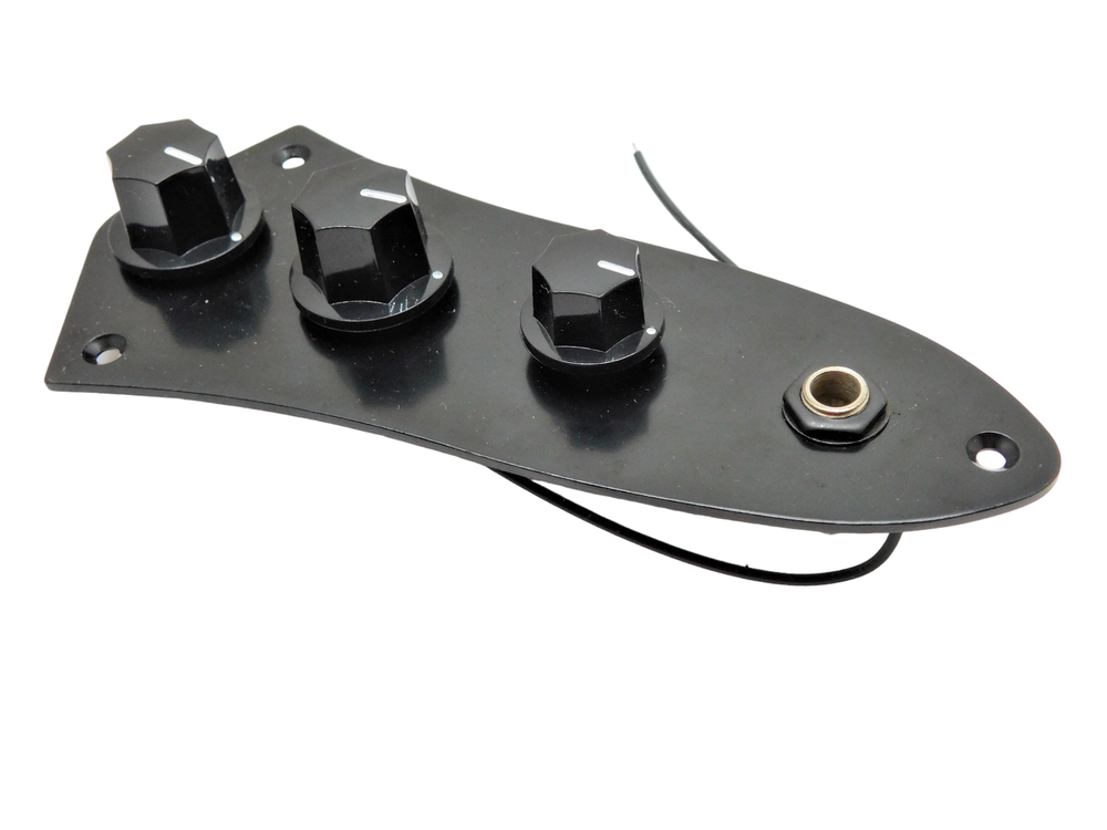 Prewired Jazz Bass Control plate..... Black with vintage style knobs