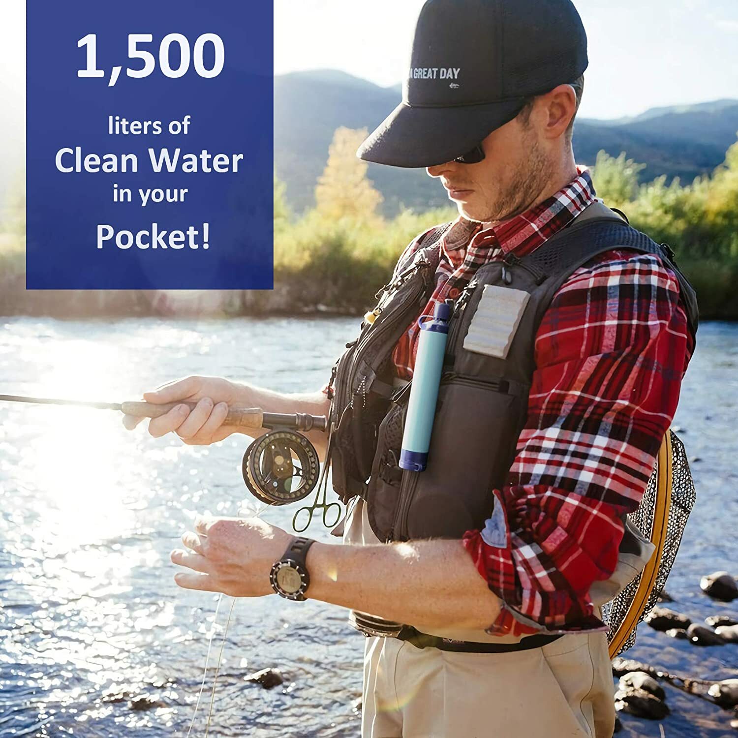 Outdoor Water Filter Straw w/Carry Case Water Filtration System Water Purifier