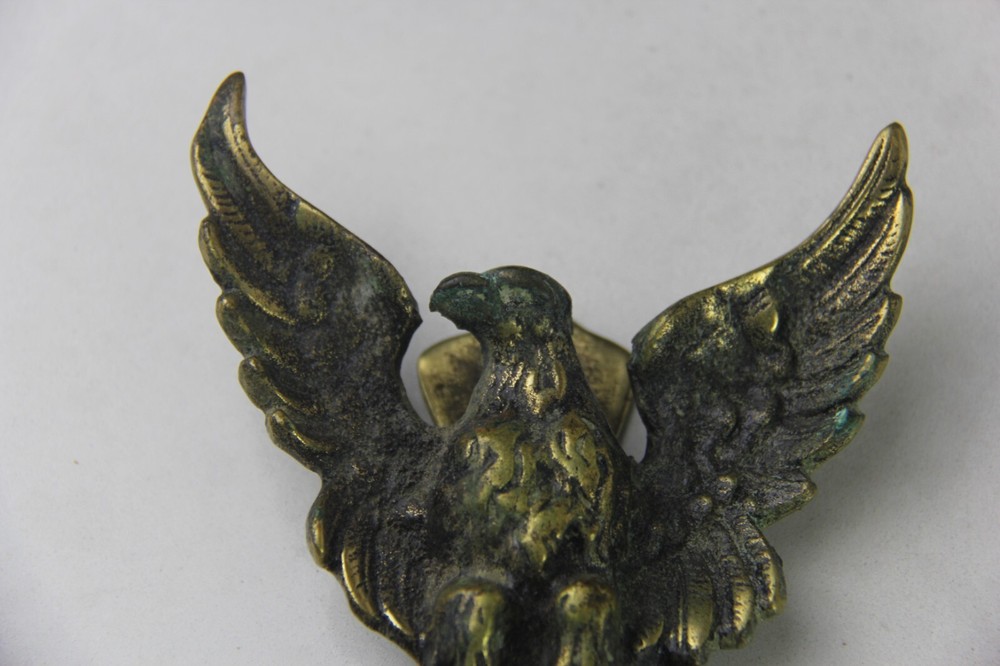 Antique Cast Brass Spread Winged Eagle Door Knocker - Perched Bird