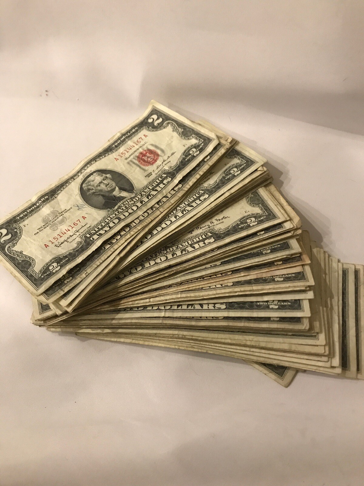 ✯1953-1963 Circulated RARE Two Dollar Bill $2 Note Fancy Red Seal Old Paper Lot✯