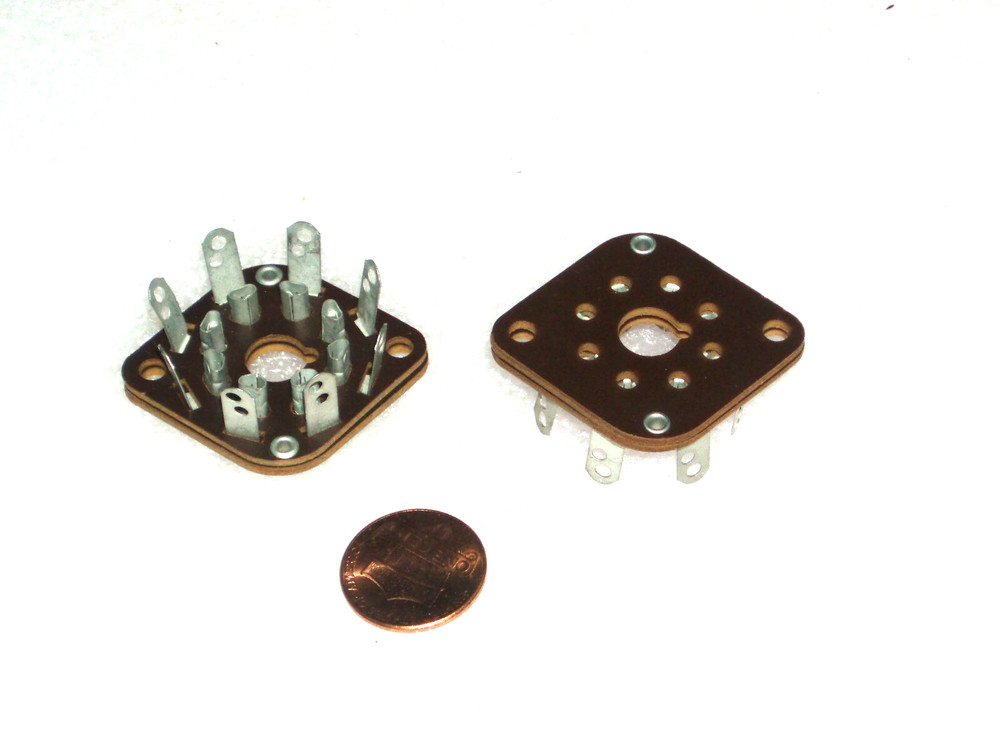 Vintage octal WAFER socket Phenolic hole to hole 33mm - 1.3 inch set of 2