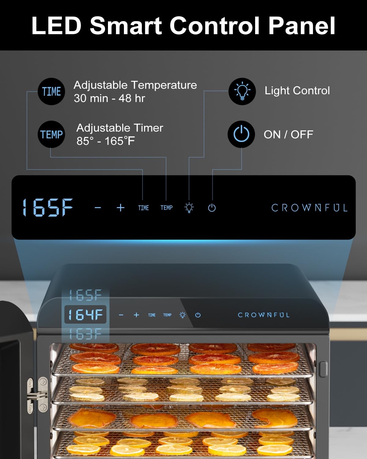 Food Dehydrator Machine, 7 Stainless Steel Trays, Large Drying Space Dehydrat...
