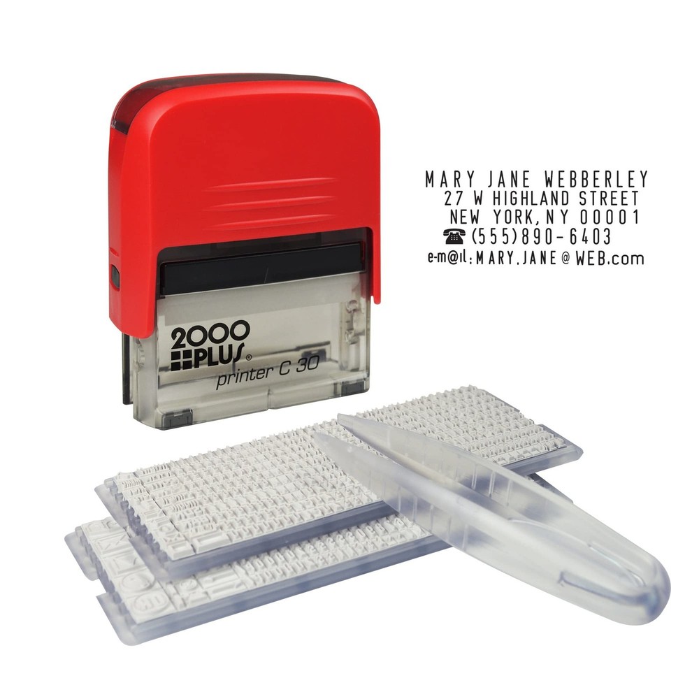 Cosco 2000PLUS Self-Inking Print Kit, 1 7/8" x 3/4" Impression, Black