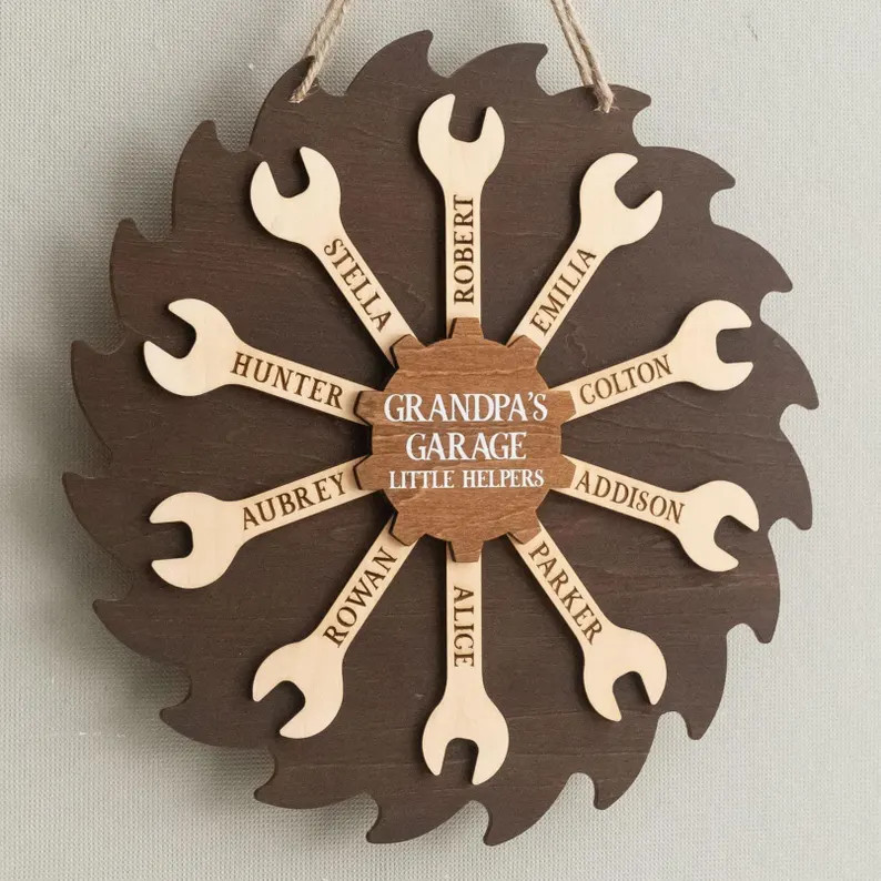 Personalized Dad Tools Wall Sign with Rope