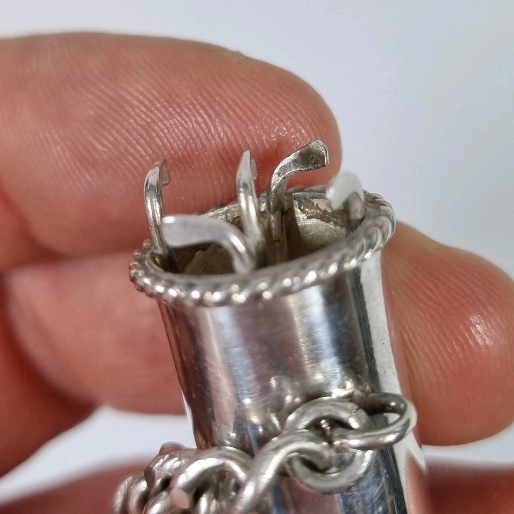 Solid Silver Miniature Golf Bag Key Ring Stamped 925