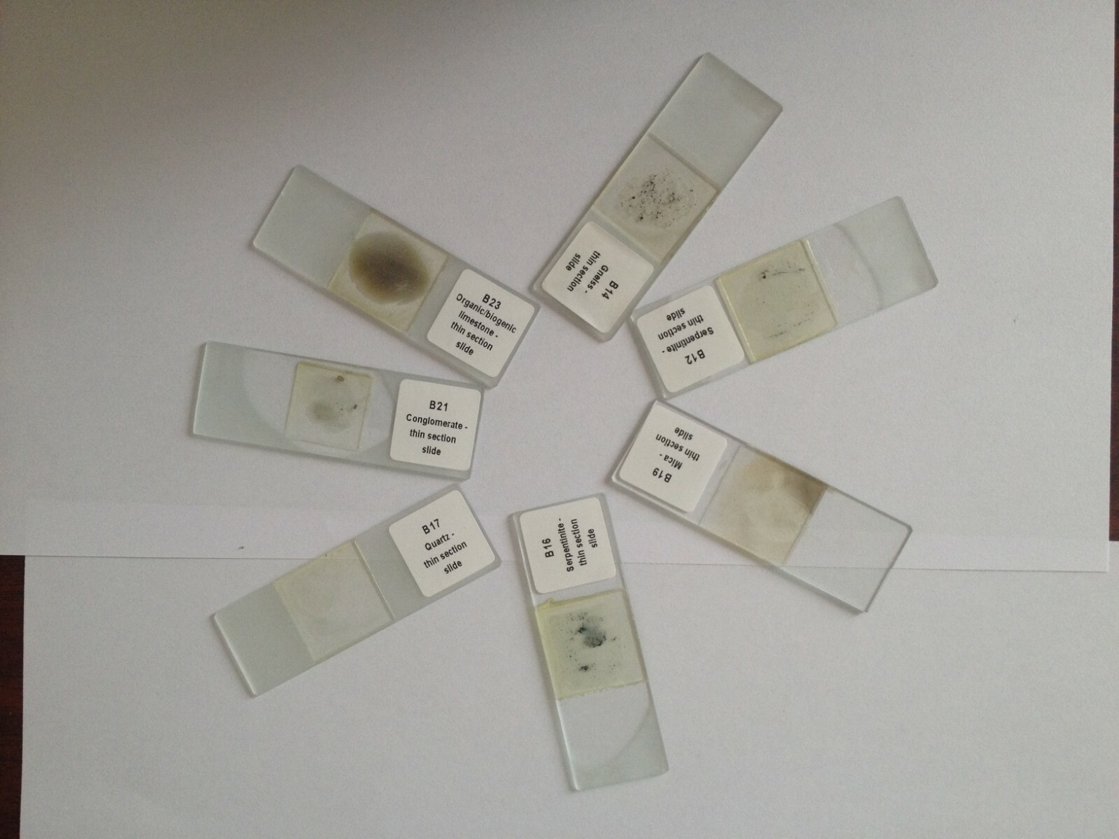 20pcs Geology Study Mineral Thin Section Prepared Microscope Rock Slides