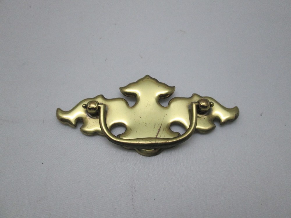 Vintage Drawer Pull Drop Bail Knobs Brass Gold Tone