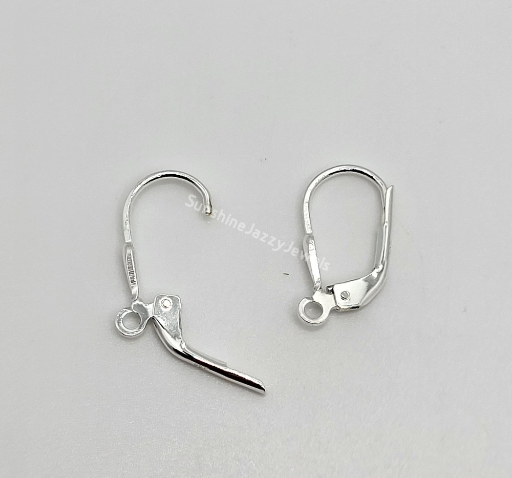 1 pair (2pc) Sterling Silver 925 16mm Leverback Closures w Open Loop; SAME I USE