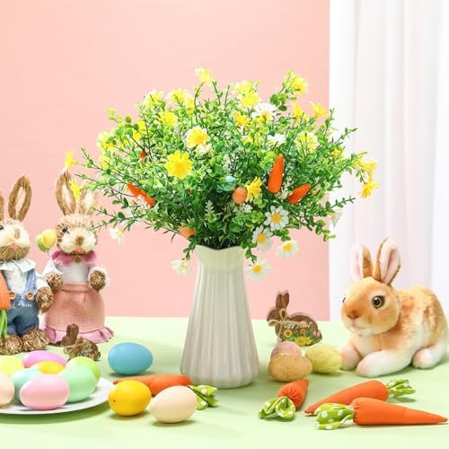 6 Pcs Easter Egg Stems Spring Berry Picks with Eggs Carrot Decoration