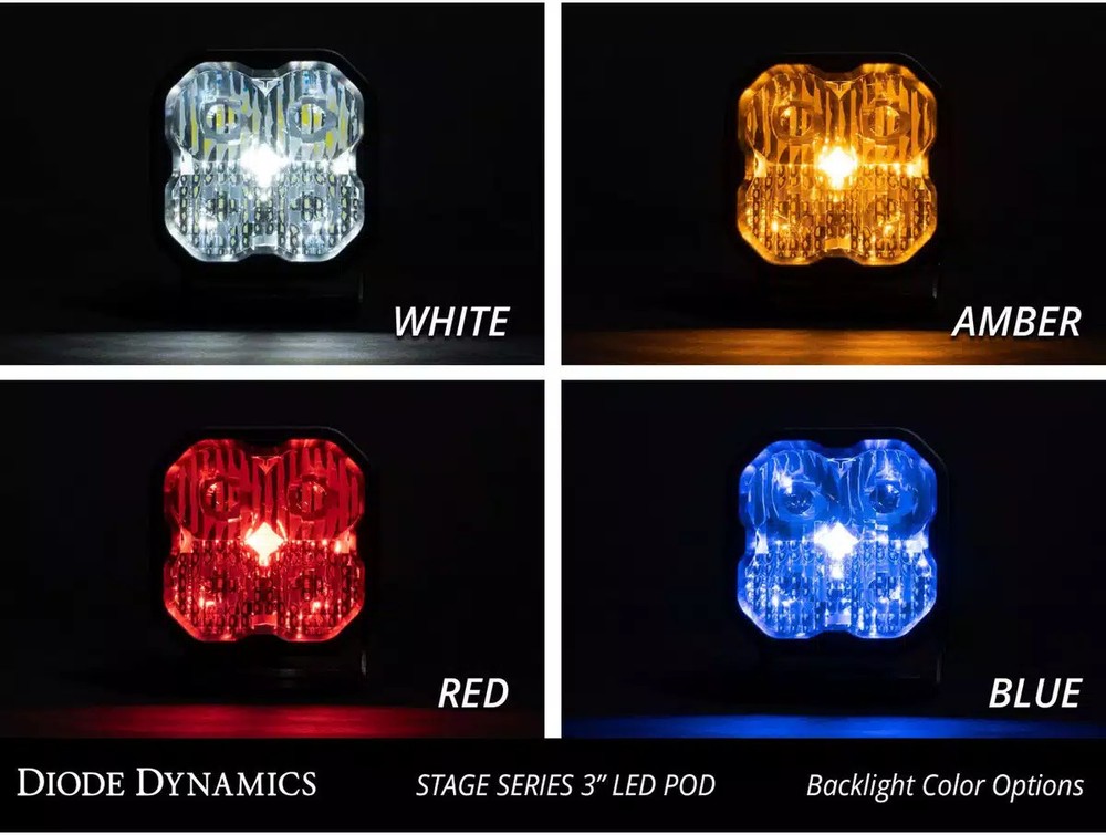 Diode Dynamics 3" White Pro LED Pod one Driving with Amber Backlight