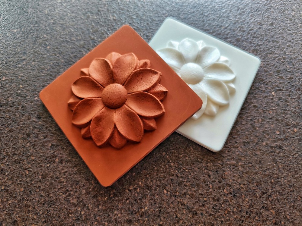 Silicone mold for square tile with 3d flower element | Handmade tiles