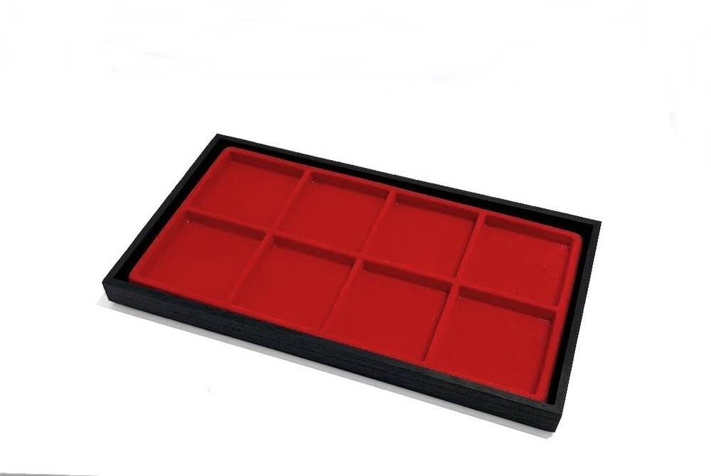 Black Brooch Bangle Jewelry Red 8 Space Liner Display Stackable Plastic Tray