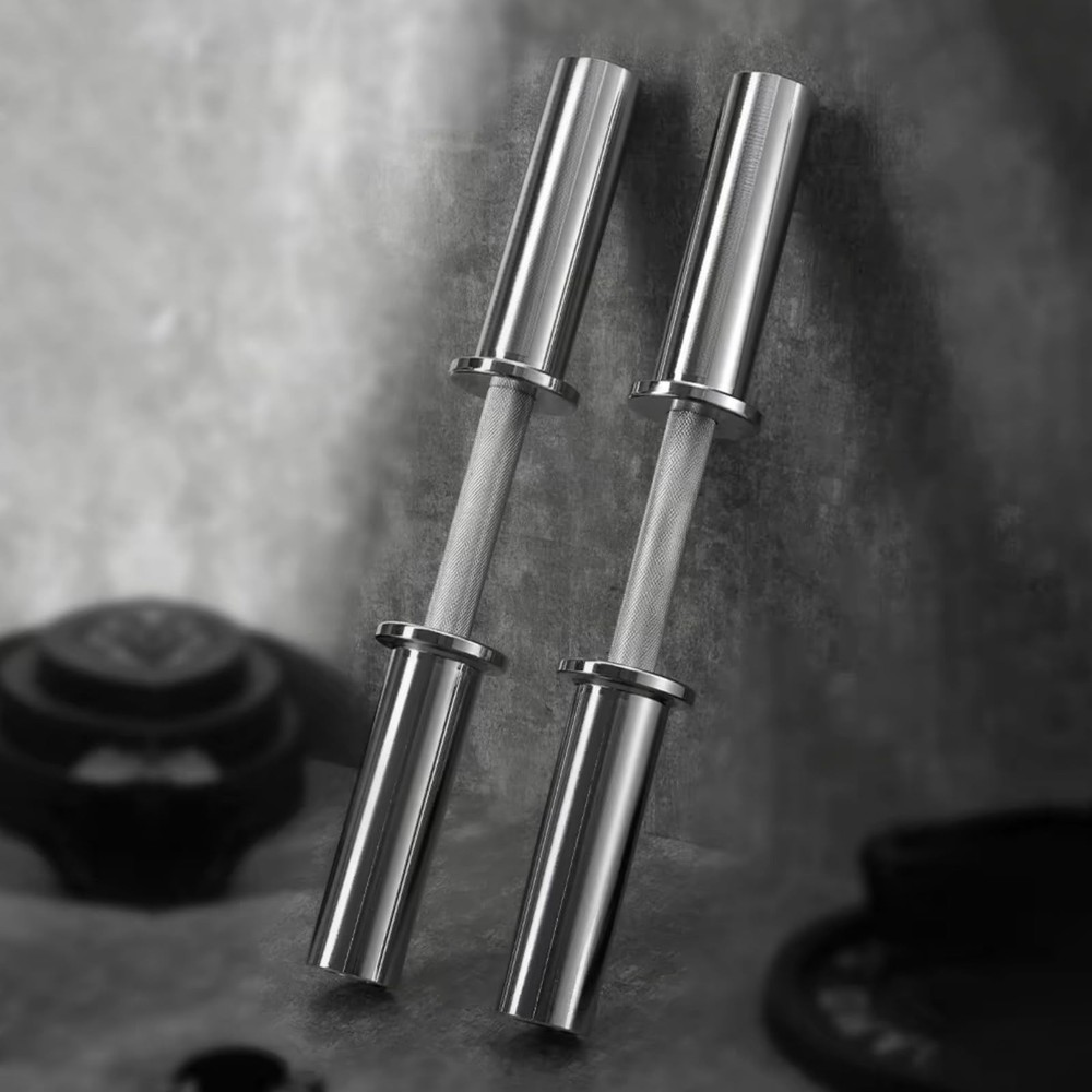 16" Olympic Dumbbell Handle Pair - Solid Adjustable Dumbbell Bars With Spring...