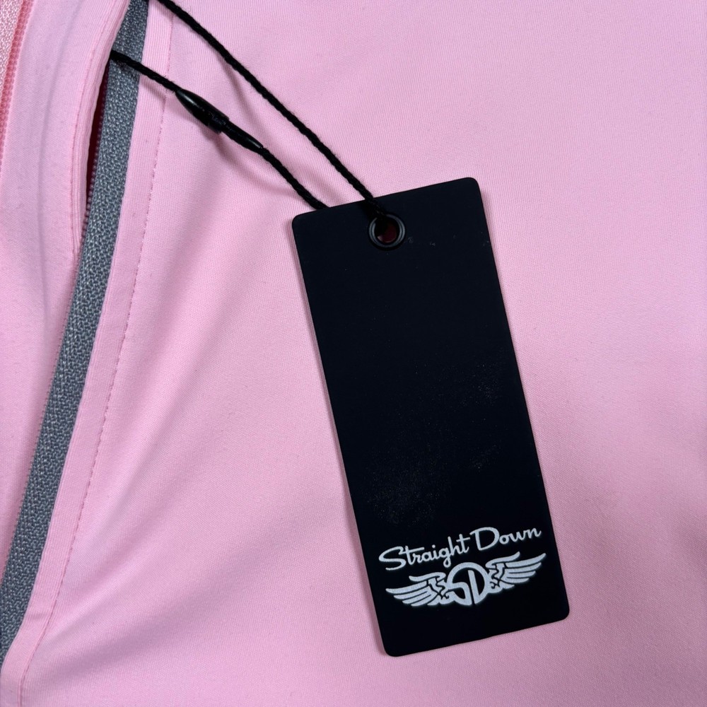 Straight Down Patron 1/4 Zip Men Medium Pink NEW Performance Pullover Golfcore