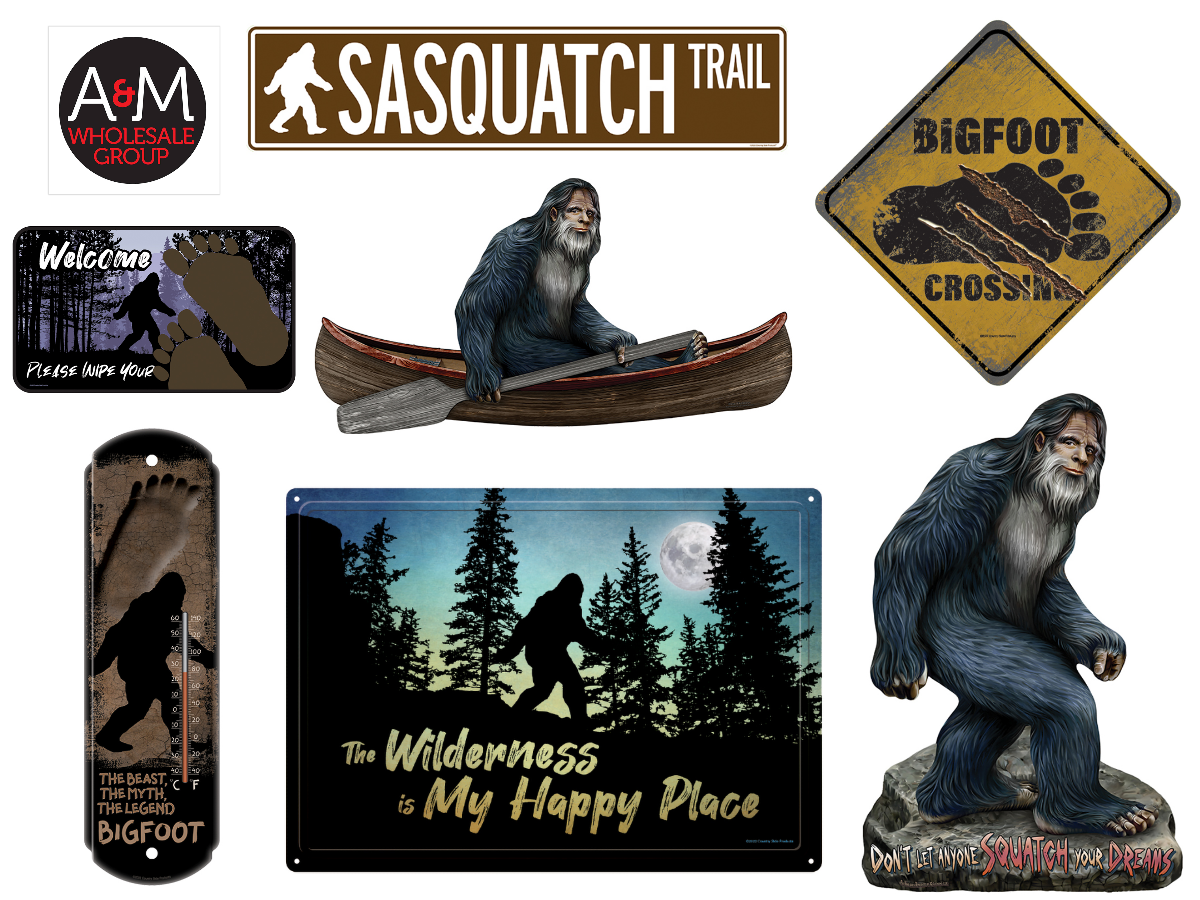 Sasquatch BIGFOOT Home Decor Collectible Items: Die Cut Metal Signs, Thermometer