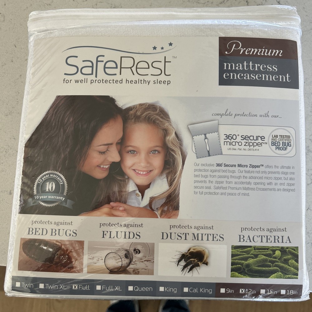 Safe Rest Premium Mattress Protector Full Size, Fluid, Dust Mite Protection
