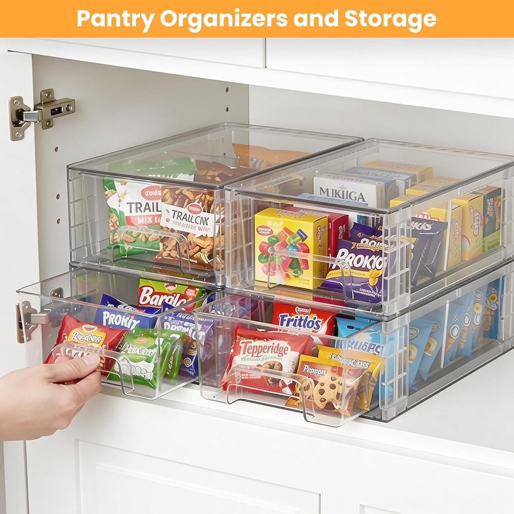 2 Pack Stackable Storage Drawers,Plastic Organizers Bins Drawers Storage W/